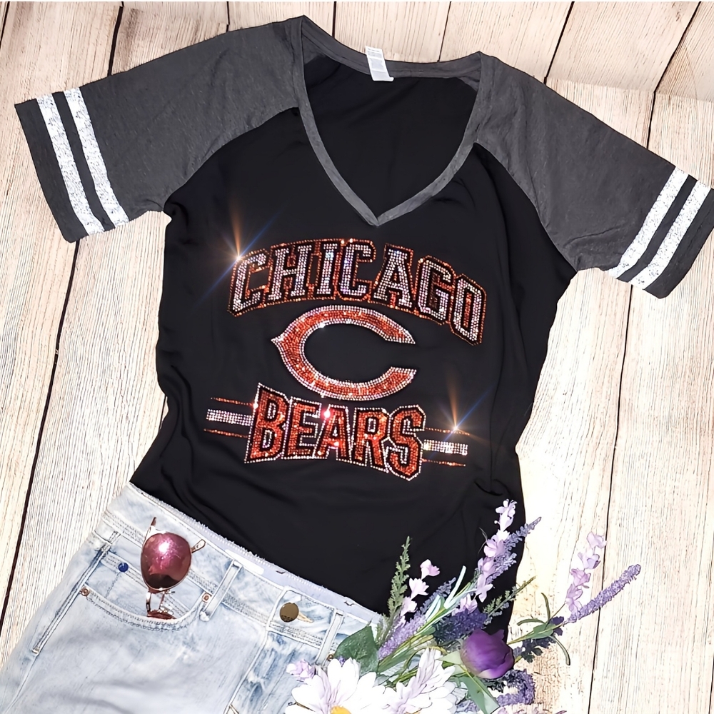 New Chicago Bears Women's V-Neck Relaxed T-shirt Size 3X